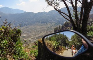 Riding a motorcycle to the terraced rice fields of Yunnan