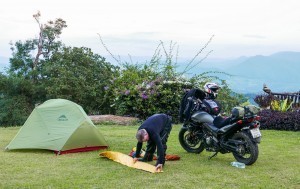 Superb views while camping by motorcycle